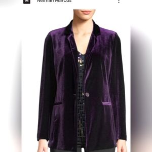 New Joan Vass Purple Velvet One Button Blazer Jacket